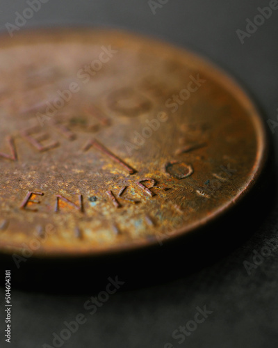 1 Swedish krona coin closeup. National currency of Sweden. Money illustration for news about economy or finance. Loan and credit. Tax and inflation. Vertical stories. Macro photo