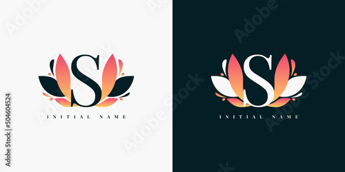 Letter S logo floral illustration template design