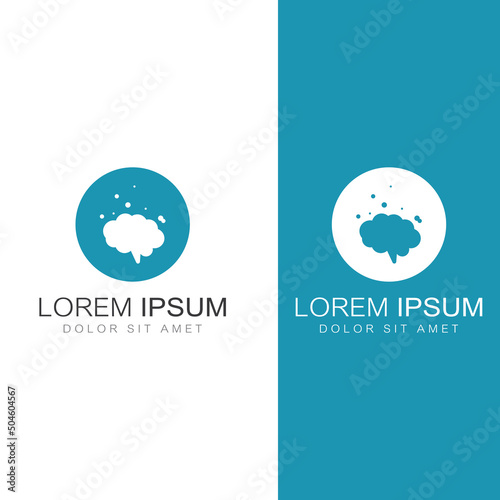 Brain logo. Brain logo with combination of technology and brain part nerve cells, with design concept vector illustration template.
