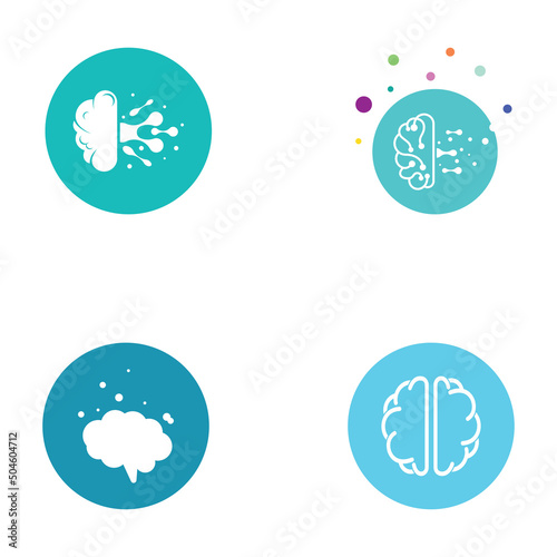 Brain logo. Brain logo with combination of technology and brain part nerve cells, with design concept vector illustration template.