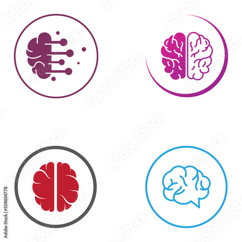 Brain logo. Brain logo with combination of technology and brain part nerve cells, with design concept vector illustration template.