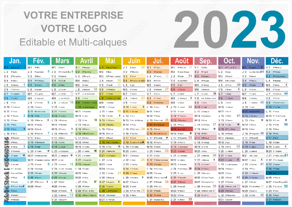 Calendrier 2023 12 Mois à Imprimer Calendrier 2023 Format A3 - pour entreprise avec logo sur 12 mois