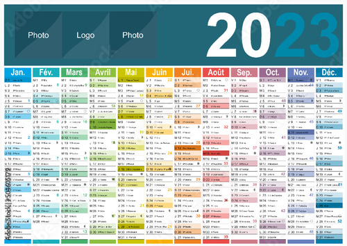Calendrier 2023 Format A3 - pour entreprise avec logo sur 12 mois - multicaque - modifiable