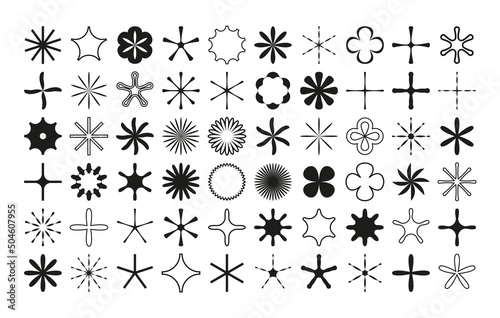 Set of simple vector objects in a modern style, contemporary figures of the sun, Fototapete