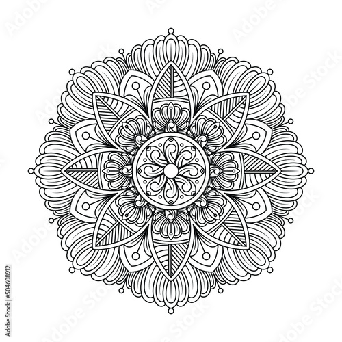 Line art pattern for tattoo, decoration, packaging, card. Coloring book page. Doodle floral on white background.