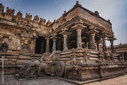 Shri Airavatesvara Temple is a Hindu temple located in Dharasuram, Kumbakonam, Tamil Nadu. It was built by Chola emperor Rajaraja-2. The temple dedicated to Shiva. It is a UNESCO World Heritage Site. © Snap Royce Photo Co.
