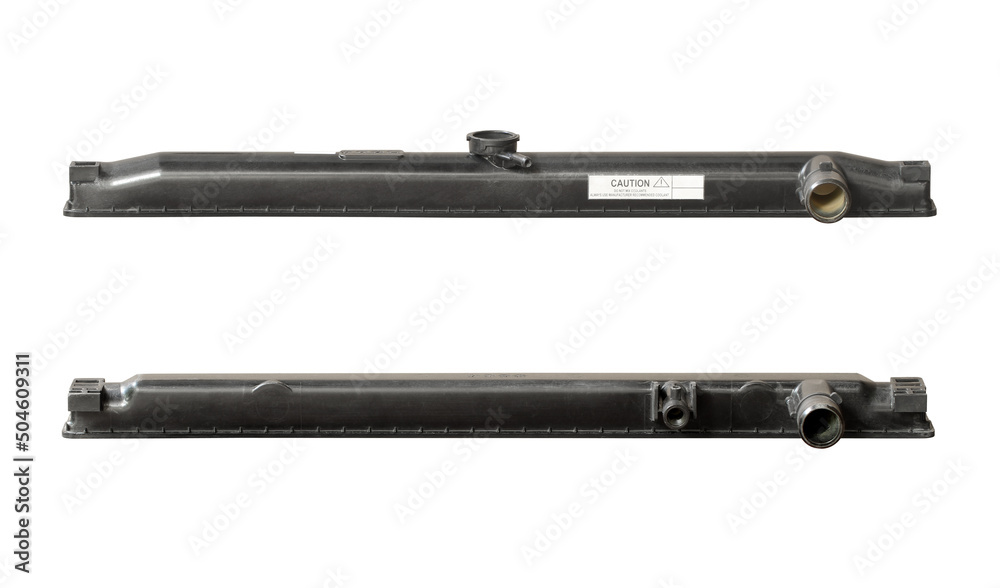 Radiator plastic tanks top and bottom cover (with clipping path) isolated on white background Radiator plastic tanks top and bottom cover (with clipping path) isolated on white background