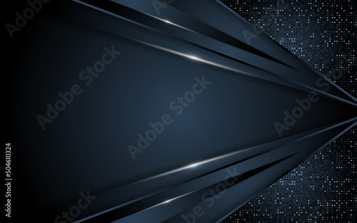Realistic navy blue with silver line textured overlap layer background