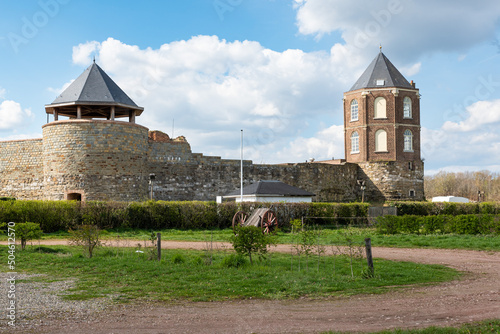 Montfort, Limburg, The Netherlands - Historical fortress of the village with green surroundings photo