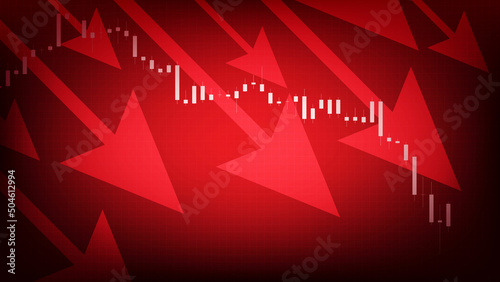 abstract background of red arrow down economy crisis stock market