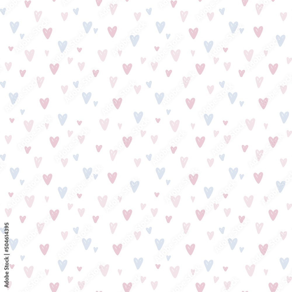 Cute Pastel Hearts Seamless Vector Pattern in Romantic Style. Background for nursery room, kids apparel