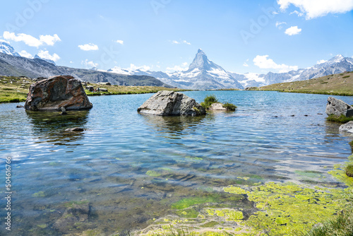 Matterhorn with Stellisee, Zermatt,  Switzerland photo