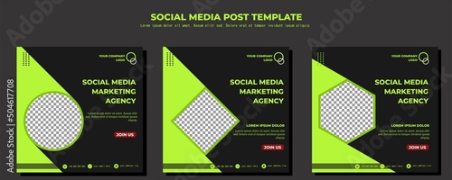 Green Vector Social Media Post Template, vector art illustration and text