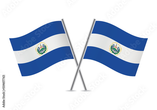 El Salvador crossed flags. Salvadoran flags on white background. Vector icon set. Vector illustration. Free Download El Salvador crossed flags. Salvadoran flags on white background. Vector icon set. Vector illustration. - GFXLoad