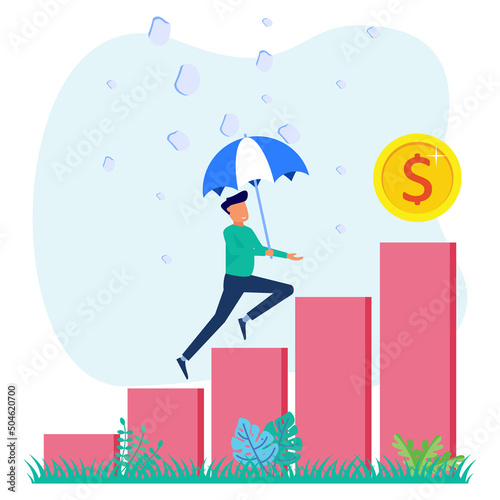 Illustration vector graphic cartoon character of risk and achievement of business goals