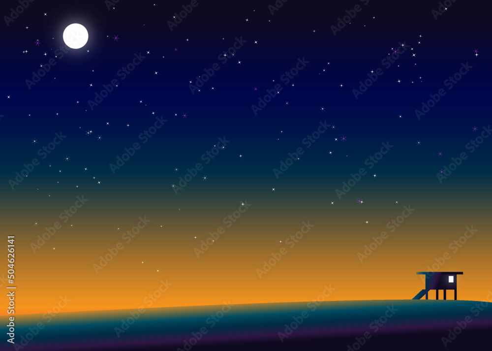 Fototapeta premium before night landscape with moon