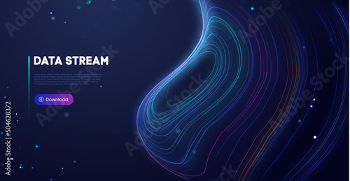 Abstract purple data stream. Abstract digital background cloud technology. Big Data Technology vector illustration.