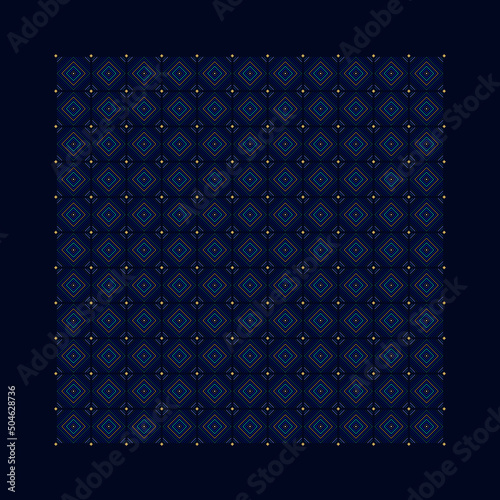 Square scarf design classic blue background. Out off sesons universal fashion accessory. High resolution image, digital illustration. Modern scarves fabric design textile swatch all over print block.