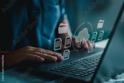 Businessman using a computer to document management concept,cloud data system business