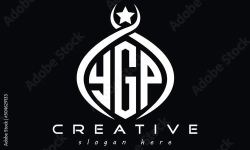 YGP three letters curved oval monogram initial minimalist modern creative logo design