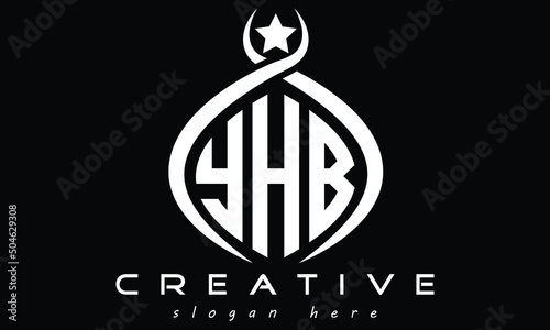 YHB three letters curved oval monogram initial minimalist modern creative logo design