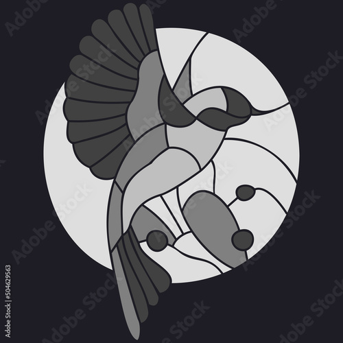 Stained glass bird in a flat style, basic illustration