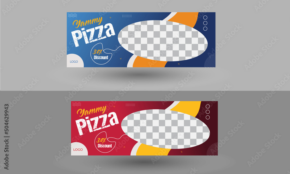 Food Promotional Restaurant Social media ads cover set Vector Template