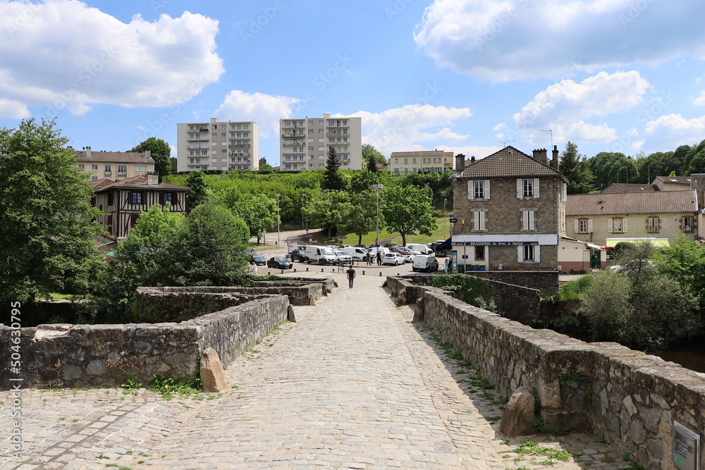 Le pont Saint Martial, pont en pierre sur la rivière Vienne, ville de Limoges, département de la Haute Vienne, France