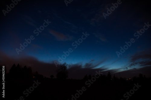 Blue night sky in winter