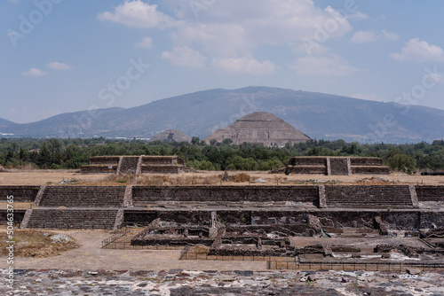details of the architecture of the pyramids of teotihuacan in mexico