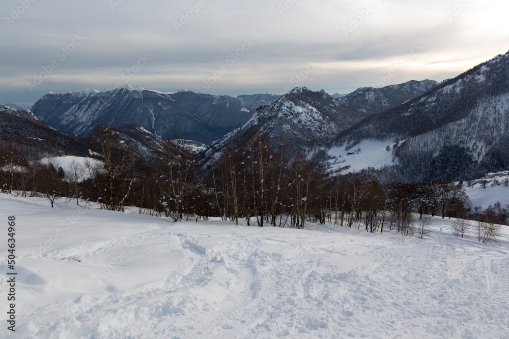 Winter landscape photo in Val Cavargna