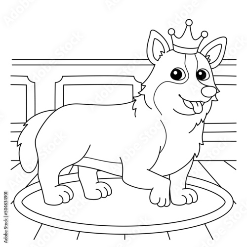 Corgi Dog Coloring Page for Kids