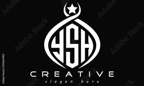 YSH three letters curved oval monogram initial minimalist modern creative logo design
