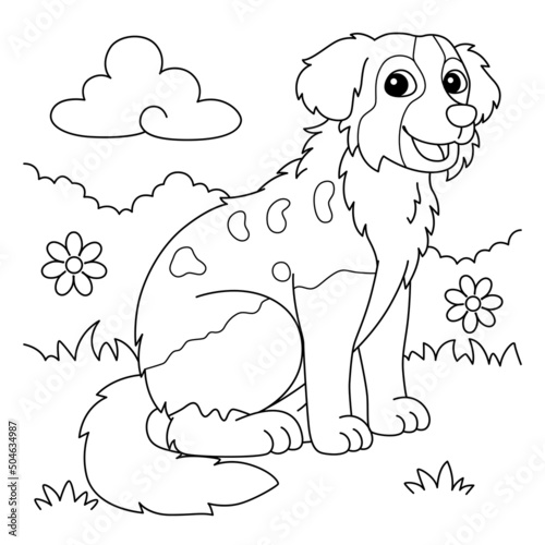 Australian Shepherd Dog Coloring Page for Kids