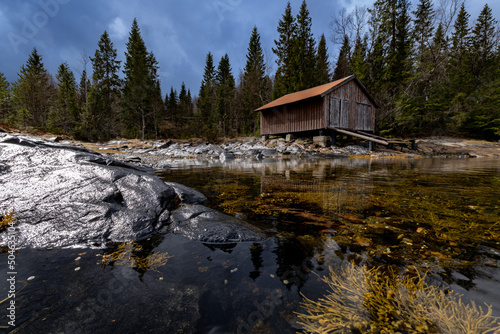 Boat cabin on the Norwegian fjord