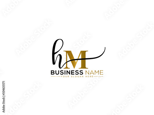 Signature HM Logo Letter, Creative Hm mh Signature Letter Logo Design For Your Company