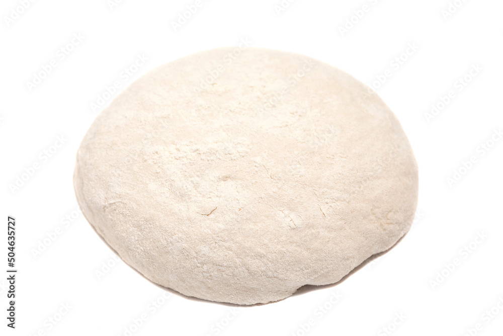 Fresh yeast dough isolated on white background.