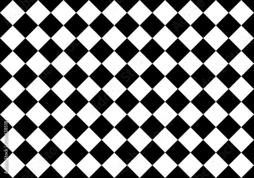 Checkered squares in diagonal arrangement seamless background pattern. Black and white Vector illustration