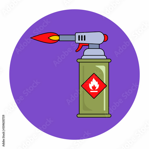 blowtorch with blue flame for construction. flat vector illustration