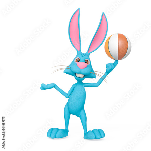 rabbit cartoon is holding a basketball