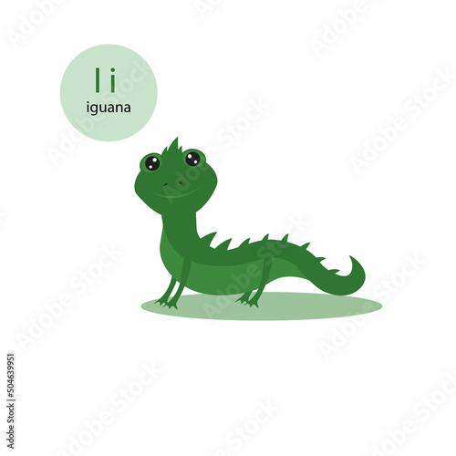 little iguana on white background .animal vector illustration