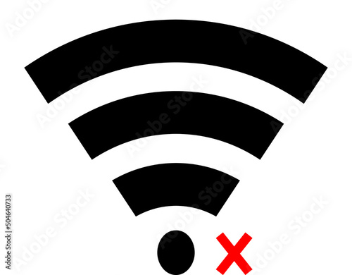 no wi-fi available icon flat vector design , no WiFi range available or wi-fi restricted area concept, red cross over wifi icon