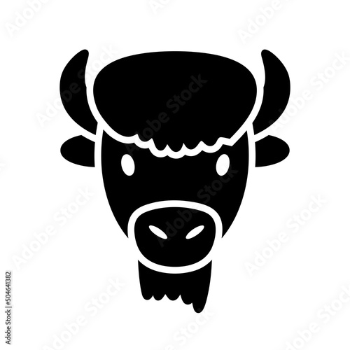 Fototapeta Naklejka Na Ścianę i Meble -  Bison buffalo ox glyph icon. Animal head vector