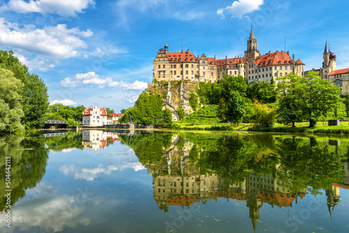 Panorama of Danube river and Sigmaringen Castle, Schwarzwald, Germany photo