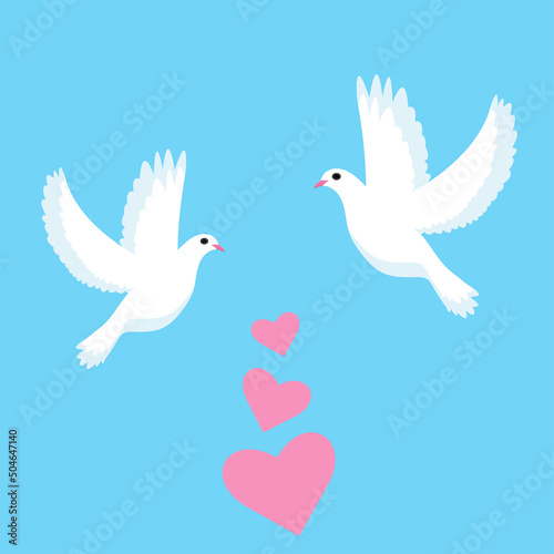 two doves fly towards each other
