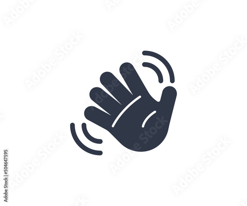 Waving hand vector emoticon. Isolated hello, hi, bye hand gesture emoji illustration photo