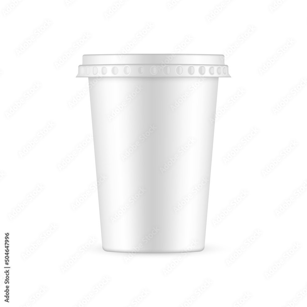 Plastic Cup for Yogurt or Sour Cream, Isolated on White Background. Vector Illustration Plastic Cup for Yogurt or Sour Cream, Isolated on White Background. Vector Illustration