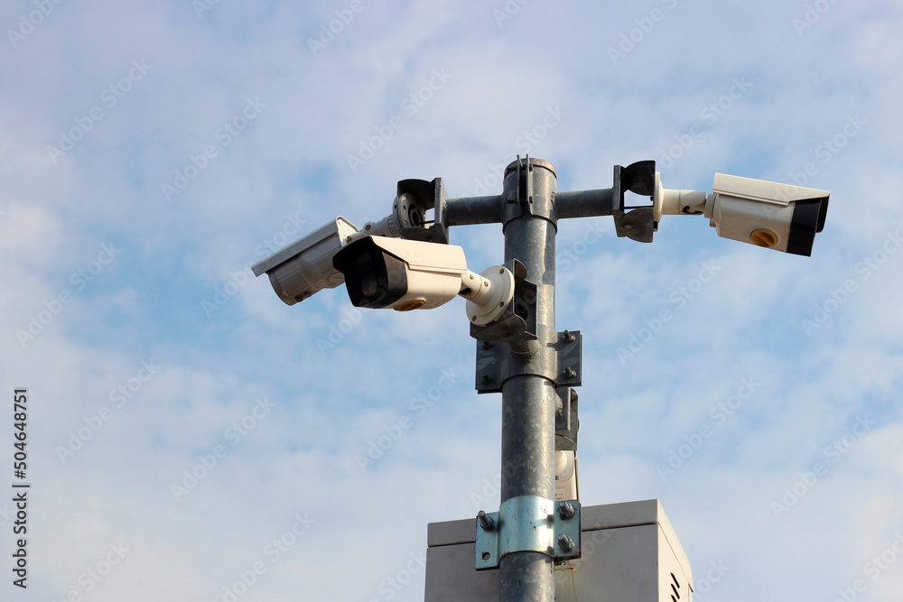 Traffic security CCTV cameras on road Traffic security CCTV cameras on road