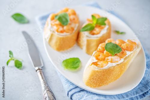 Cream cheese fried shrimp Basil bruschetta