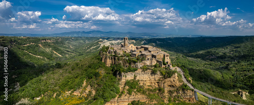 Εκτύπωση καμβά Civita di Bagnoregio, Italy  (‘The dying city’)- Aerial view of historic town of and surrounding hills and valleys of Lazio region